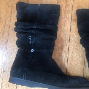 Prada Black Suede Winter Boots -Womens Size 6